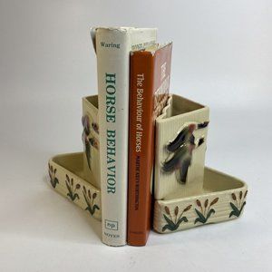 Pair Vintage Shawnee Pottery Flying Duck Planters Self Watering Vase Bookend MCM